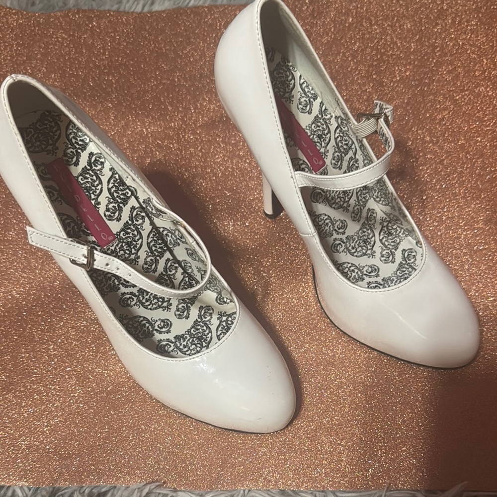 Elegant White Mary Jane Heels